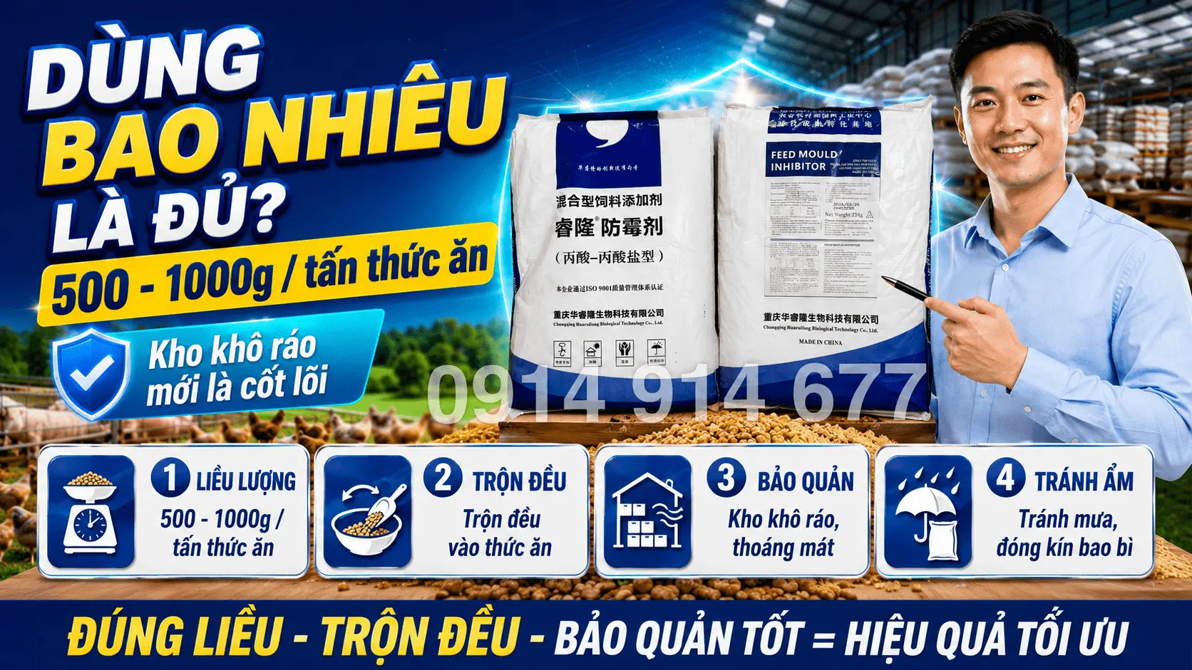 Hướng dẫn sử dụng Chất chống mốc trong thức ăn chăn nuôi và cách bảo quản thức ăn gia súc hiệu quả