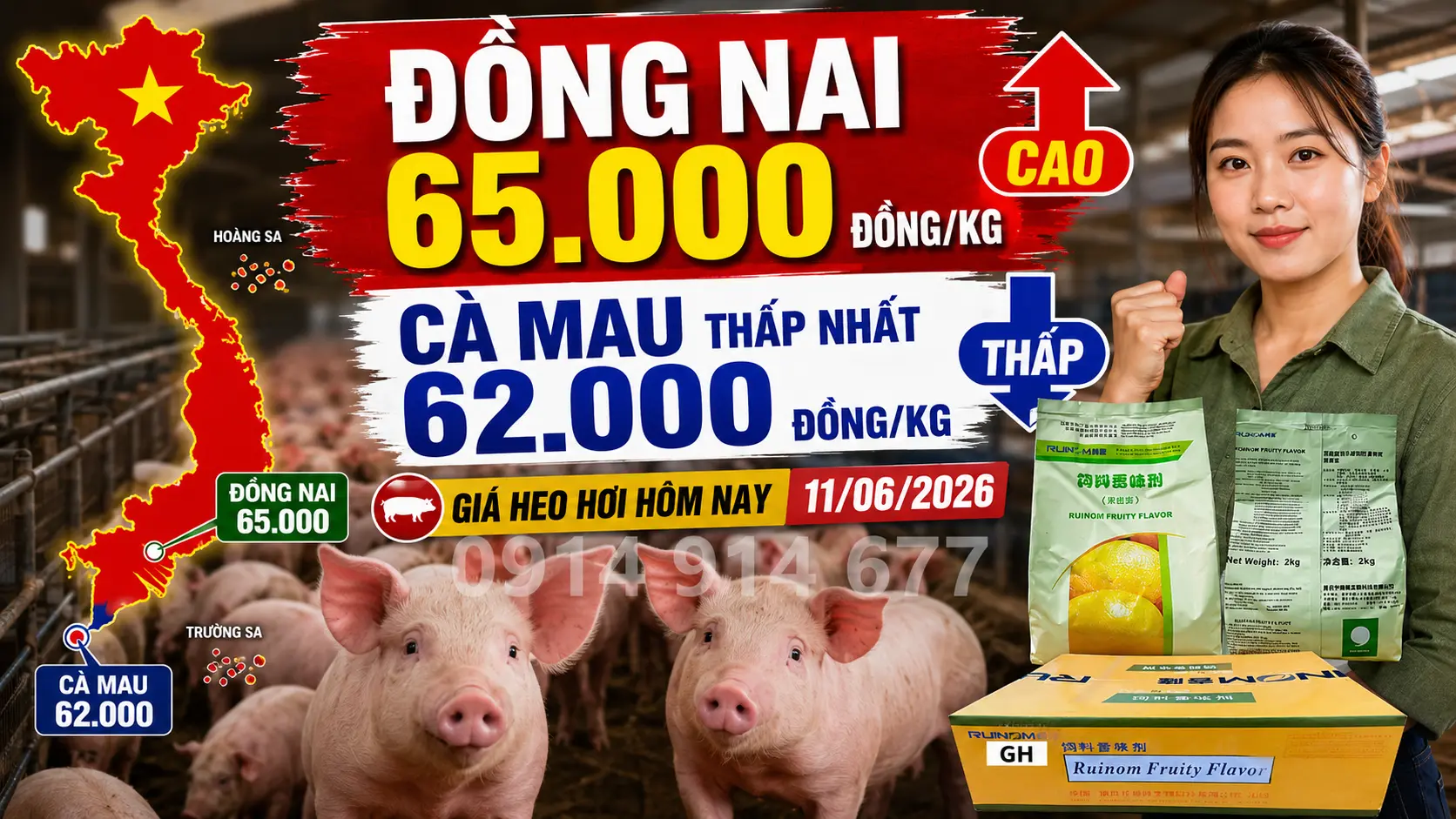 Giá heo hơi hôm nay tại Miền Nam