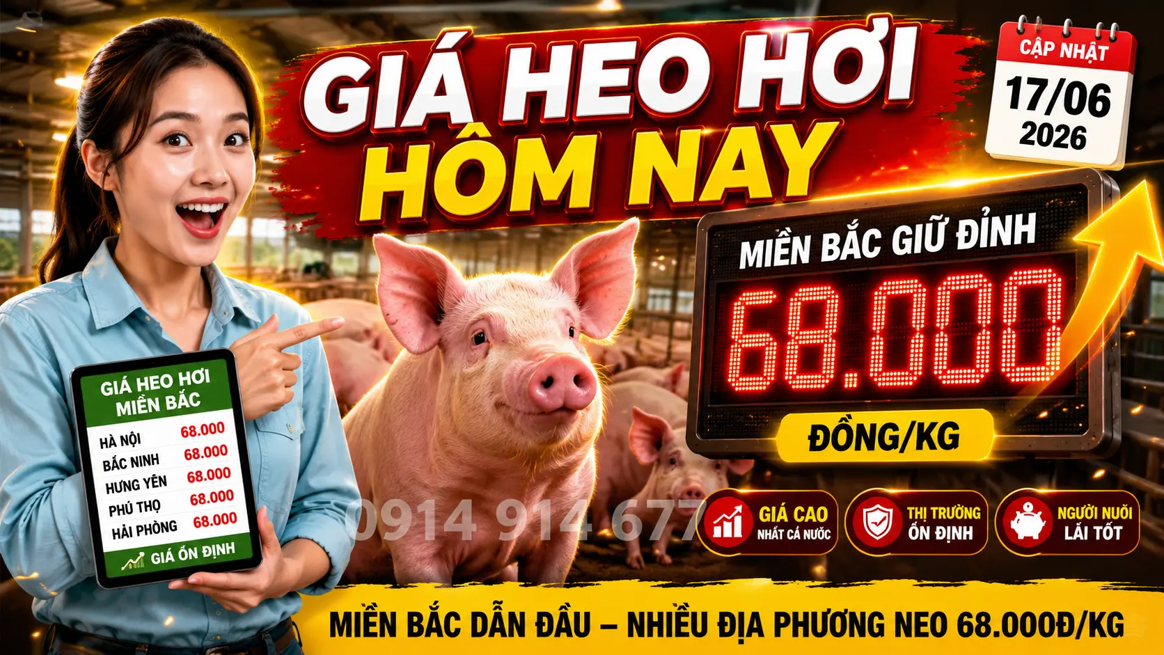 Giá heo hơi hôm nay tại miền Bắc