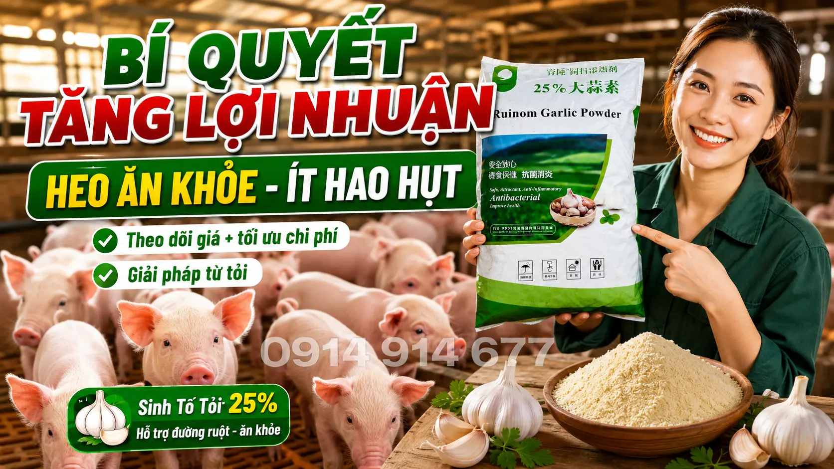 Bí Quyết Tối Ưu Lợi Nhuận: Khỏe Đường Ruột, Tăng Trọng Nhanh Cùng Sinh Tố Tỏi 25%