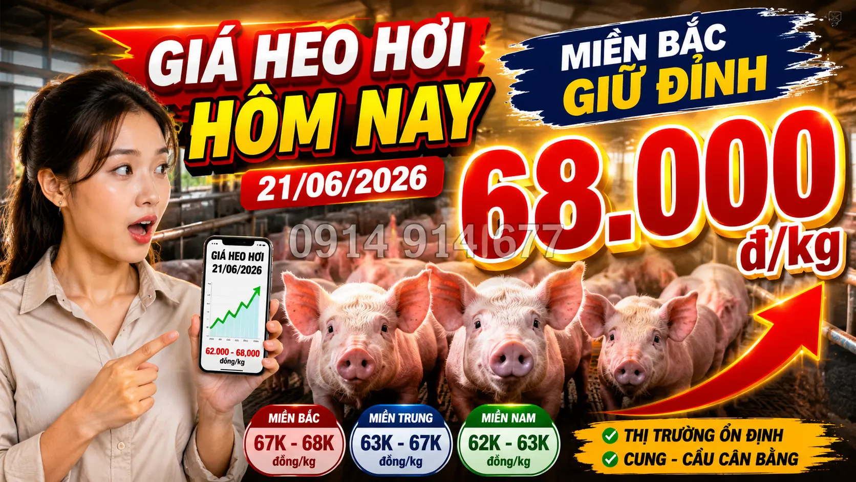Giá Heo Hơi Hôm Nay 21/6/2026: Miền Bắc Tiếp Tục Neo Đỉnh?