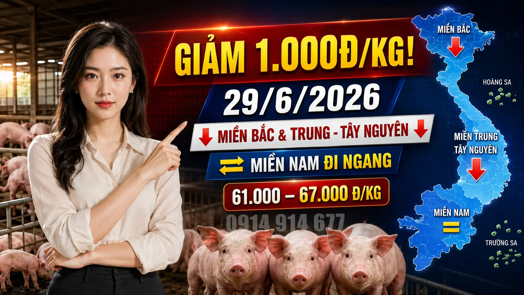 Chi tiết Giá Heo Hơi Hôm Nay 29/6/2026 tại 3 Miền